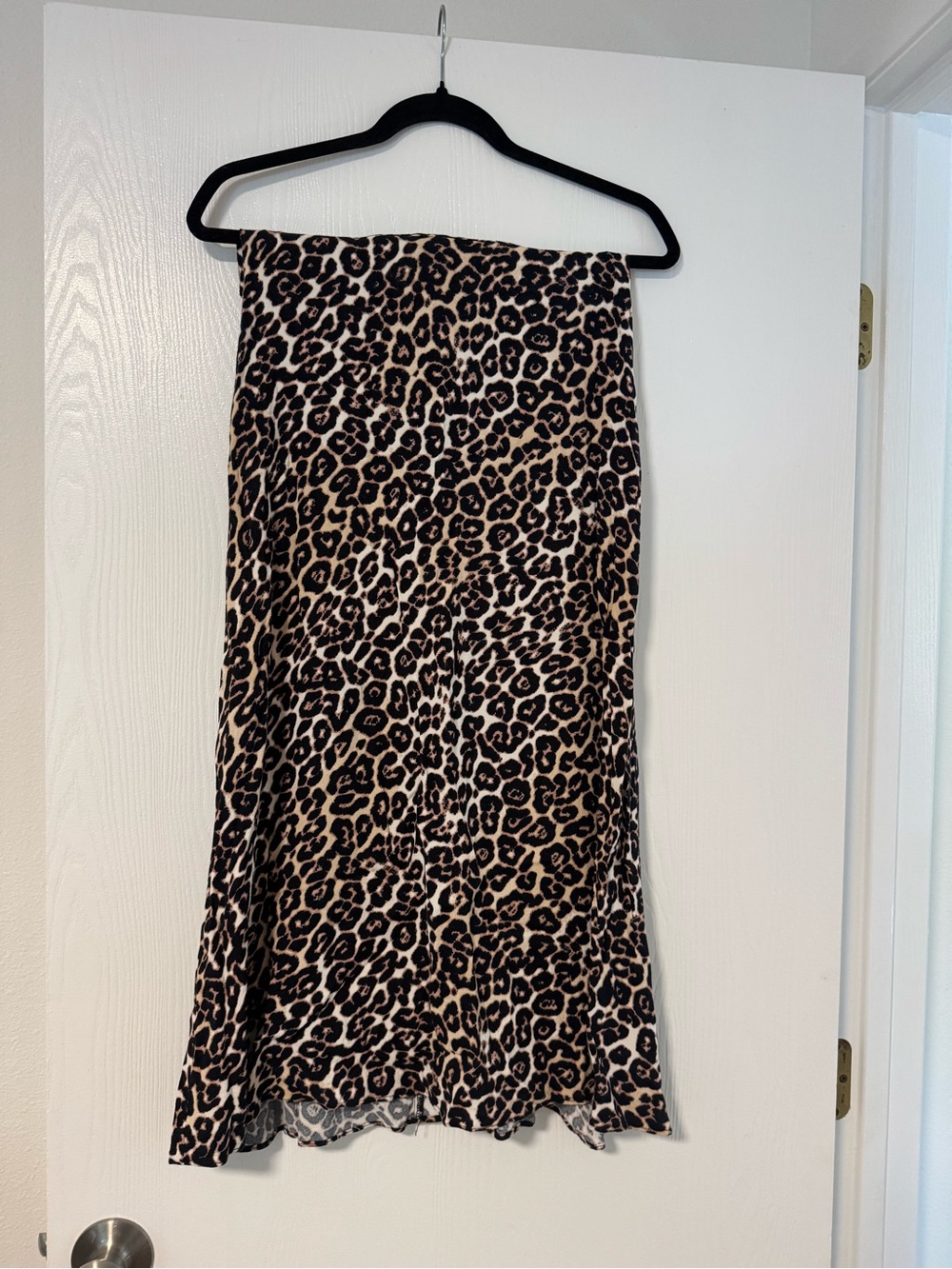 AFRM Leopard-Print Midi Skirt in Beige and Black